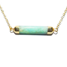 Load image into Gallery viewer, Minimalist Amazonite Rounded Bar Pendant Choker 14&quot; + 2&quot; Gold Necklace