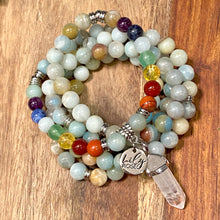 Load image into Gallery viewer, Limited Edition Chakra Balancing Australian Amazonite Clarity Peace 108 Mala Necklace Bracelet