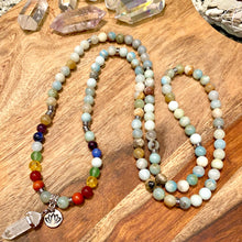 Load image into Gallery viewer, Limited Edition Chakra Balancing Australian Amazonite Clarity Peace 108 Mala Necklace Bracelet