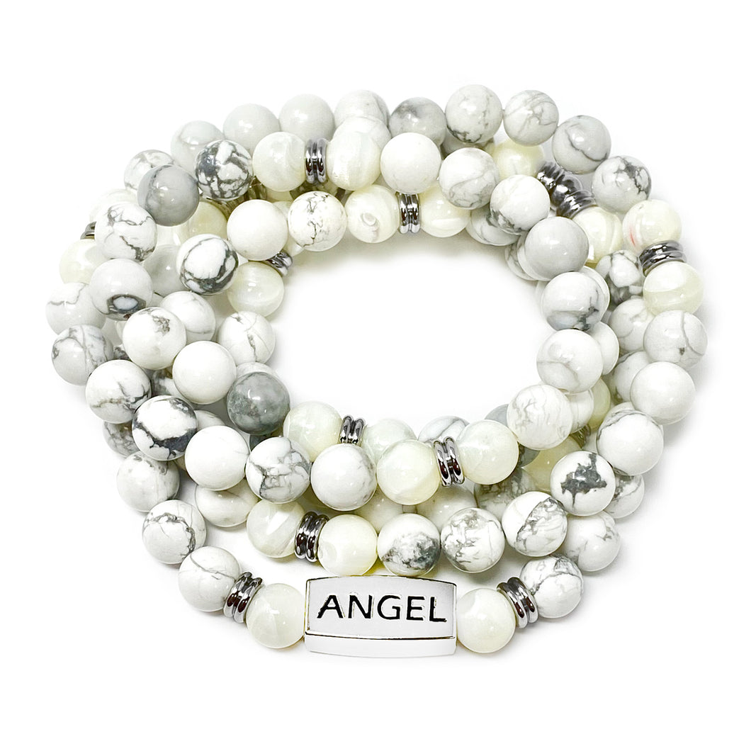 Just Restocked! 4 Left!!! 8mm Elizabeth April Channeled Angel Sacred Geometry Limited Edition Cosmic Species Stretch Mala Bracelet Necklace