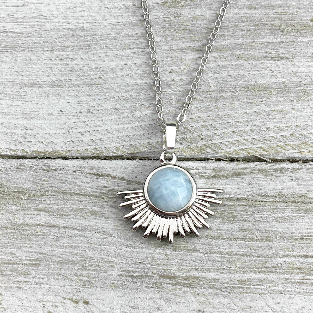 Larimar Solar Sun Rays Pendant Larimar Solar Sun Rays Pendant