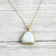 Load image into Gallery viewer, Rainbow Aura Quartz White Druzy Inclusion Agate Gemstone Pendant 18&quot; Gold Necklace