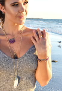 LAST ONE! Amethyst & Citrine Duo Power Energetic Manifestation Adjustable Gold Ring