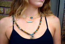 Load image into Gallery viewer, Minimalist Amazonite Rounded Bar Pendant Choker 14&quot; + 2&quot; Gold Necklace
