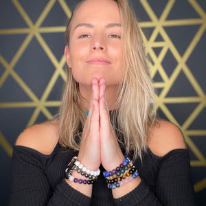 8mm Elizabeth April Channeled Mantis Sacred Geometry Limited Edition Cosmic Species Stretch Bracelet