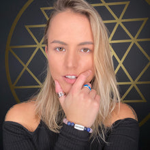 Load image into Gallery viewer, 8mm Elizabeth April Channeled Arcturian Sacred Geometry Limited Edition Cosmic Species Stretch Bracelet