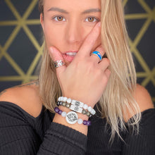 Load image into Gallery viewer, 10mm Elizabeth April UPDATED - NEW EARTH Channeled Grey Zeta Sacred Geometry Limited Edition Cosmic Species Stretch Bracelet
