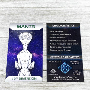 8mm Elizabeth April Channeled Mantis Sacred Geometry Limited Edition Cosmic Species Stretch Bracelet