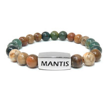 Load image into Gallery viewer, 8mm Elizabeth April Channeled Mantis Sacred Geometry Limited Edition Cosmic Species Stretch Bracelet