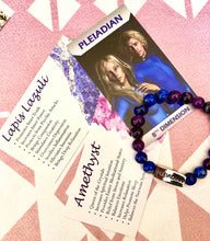 Load image into Gallery viewer, 8mm Elizabeth April Channeled Pleiadian Sacred Geometry Limited Edition Cosmic Species Stretch Bracelet