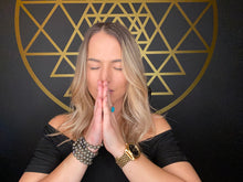 Load image into Gallery viewer, RETIRED - 8mm Elizabeth April Channeled Grey Zeta Sacred Geometry Limited Edition Cosmic Species Stretch Mala Bracelet Necklace