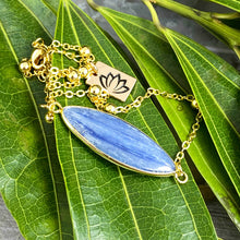 Load image into Gallery viewer, Last 2! Kyanite Truth &amp; Clarity Oval Pendant Choker 14&quot; + 2&quot; Gold Necklace