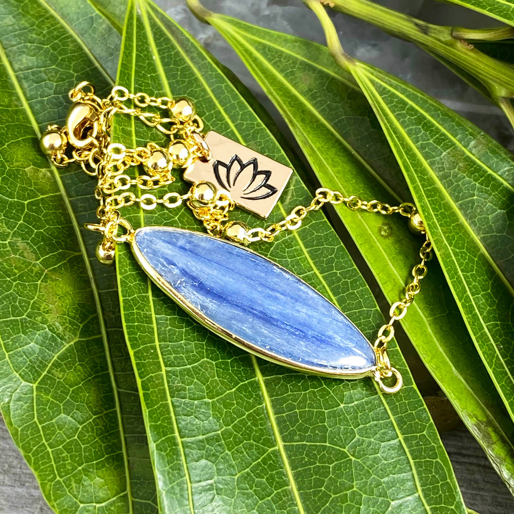 Last 2! Kyanite Truth & Clarity Oval Pendant Choker 14