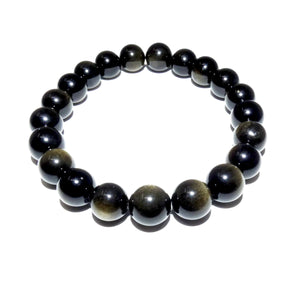 Limited Gold Sheen Obsidian Wizard Stone Energetic Shield 10mm Stretch Bracelet