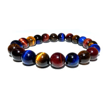 Load image into Gallery viewer, Limited Edition Triple Power Red Tigers Eye Blue Tigers Eye and Yellow Tigers Eye 10mm Stretch Bracelet