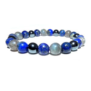 Guardian Collection Lapis Labradorite New Moon Hematite 8mm Stretch Bracelet