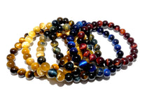 Load image into Gallery viewer, Limited Honey Blue Tigers Eye Velvet Transitioning 8mm Stretch Bracelet