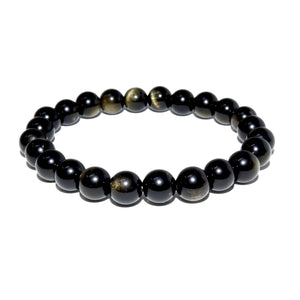 Limited Gold Sheen Obsidian Wizard Stone Energetic Shield 8mm Stretch Bracelet