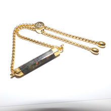 Load image into Gallery viewer, Minimalist Labradorite Bar Wand Horizontal Gold Adjustable Bracelet