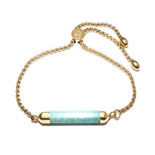 Load image into Gallery viewer, Minimalist Amazonite Bar Wand Horizontal Gold Adjustable Bracelet