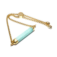 Load image into Gallery viewer, Minimalist Amazonite Bar Wand Horizontal Gold Adjustable Bracelet