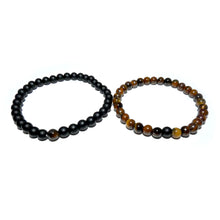Load image into Gallery viewer, Tigers Eye &amp; Black Onyx Couples Bracelet 6mm Stretch Matching Set