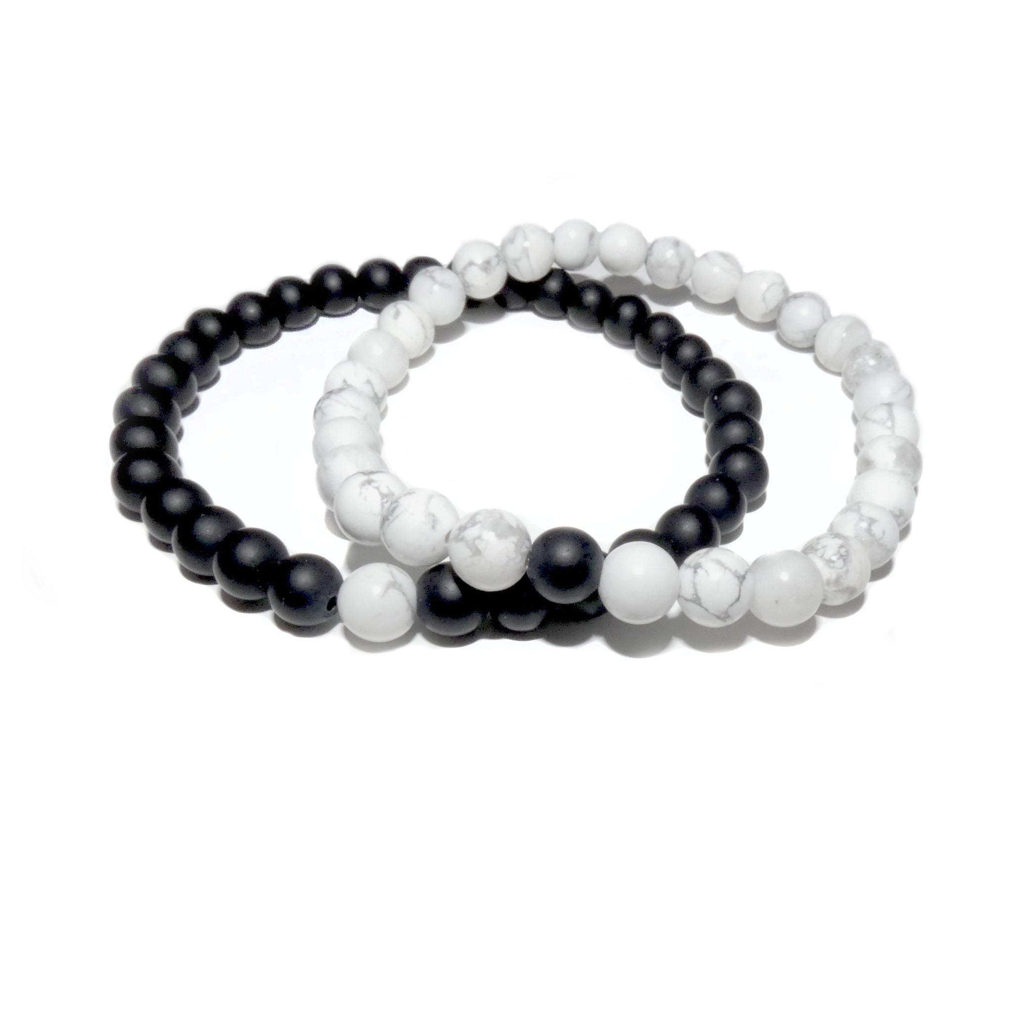 White Howlite Elastic Bracelet - 6mm Beads