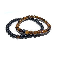 Load image into Gallery viewer, Tigers Eye &amp; Black Onyx Couples Bracelet 6mm Stretch Matching Set