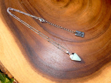 Load image into Gallery viewer, Faceted Shield Amazonite Minimalist Crystal Pendant 14” + 2&quot; White Gold Necklace