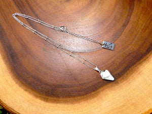 Faceted Shield Howlite Minimalist Crystal Pendant 14” + 2" White Gold Necklace