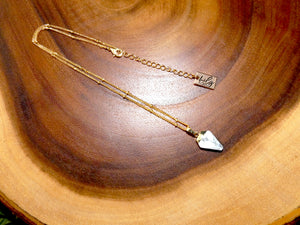 Faceted Shield Howlite Minimalist Crystal Pendant 14” + 2" Gold Necklace