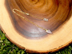 Faceted Shield Rose Quartz Minimalist Crystal Pendant 14” + 2" Gold Necklace