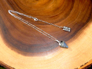 Faceted Shield Labradorite Minimalist Crystal Pendant 14” + 2" White Gold Necklace