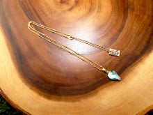 Load image into Gallery viewer, Faceted Shield Labradorite Minimalist Crystal Pendant 14” + 2&quot; Gold Necklace