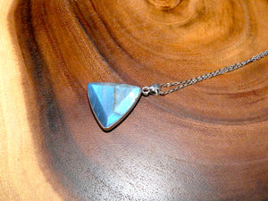 Geometric Triangle Medium Soft Labradorite Pendant 18” White Gold Necklace