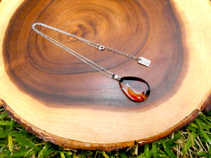 Simple & Polished Crazy Lace Agate Teardrop Crystal Pendant 18” White Gold Necklace