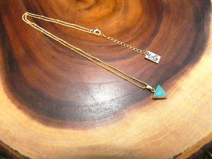 Peruvian Amazonite Mini Triangle Energetic Filter Pendant 18” Gold Necklace