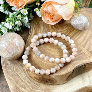 Peach Moonstone Heart Opening & Activation Premium Collection 8mm Stretch Bracelet