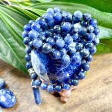 Load image into Gallery viewer, Sodalite Harmony and Truth 108 Hand Knotted Mala with Point Charm Pendant Necklace