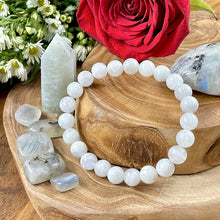 Load image into Gallery viewer, Rainbow Moonstone Miracles &amp; Universal Energy Premium Collection 8mm Stretch Bracelet