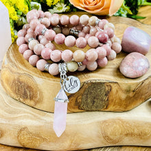 Load image into Gallery viewer, Rhodonite Unconditional Love 108 Mala Necklace Bracelet