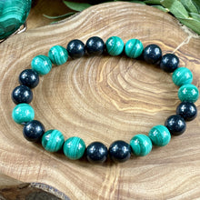 Load image into Gallery viewer, Elite Shungite Malachite Duo Natural Guidance &amp; 5G Protection Premium Collection 10mm Stretch Bracelet