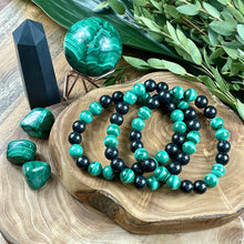 Load image into Gallery viewer, Elite Shungite Malachite Duo Natural Guidance &amp; 5G Protection Premium Collection 10mm Stretch Bracelet