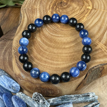 Load image into Gallery viewer, Elite Shungite Kyanite Duo EMF Protection &amp; Master Purification Premium Collection 10mm Stretch Bracelet