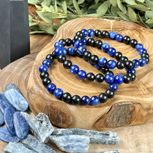 Load image into Gallery viewer, Elite Shungite Kyanite Duo EMF Protection &amp; Master Purification Premium Collection 8mm Stretch Bracelet