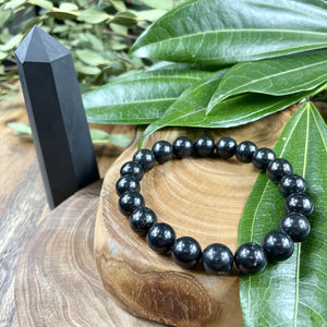 Elite Shungite Stone of Life EMF Radiation Protection & Purification Premium Collection 10mm Stretch Bracelet