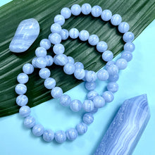 Load image into Gallery viewer, Last 2!! Super Limited Extremely Rare Blue Lace Agate Grade AAA Goddess Relaxation 8mm Stretch Bracelet