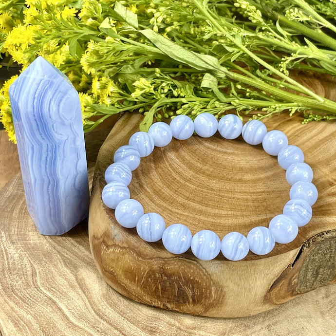 Only 2 left! Super Limited Extremely Rare Grade AAA Blue Lace Agate Goddess Relaxation 9-10mm Stretch Bracelet