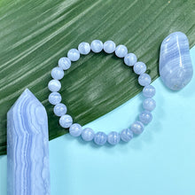 Load image into Gallery viewer, Last 2!! Super Limited Extremely Rare Blue Lace Agate Grade AAA Goddess Relaxation 8mm Stretch Bracelet