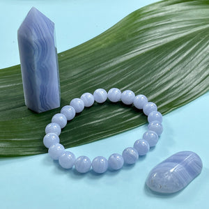 Last 2!! Super Limited Extremely Rare Blue Lace Agate Grade AAA Goddess Relaxation 8mm Stretch Bracelet